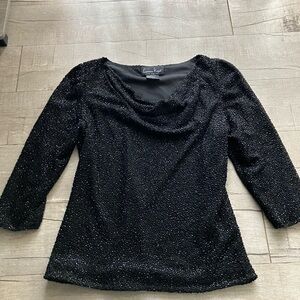 Laurence Kazar Black Beaded Top